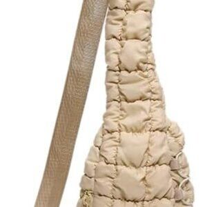 Lightweight Quilted Crossbody Bag for Women, Waterproof Nylon Sling Pack - Khaki